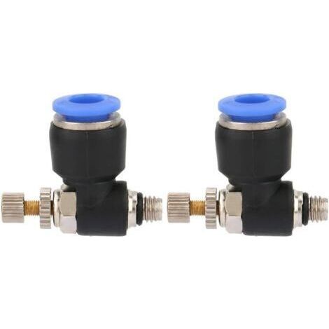 2pcs Pneumatic Quick Fitting Connector Hose Fitting Pneumatic Regulator Air Flow Speed Regulator Valve Regulator (SL6-M5) (1/5)