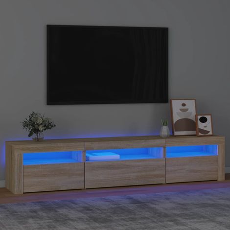 Meuble TV avec lumières LED Chêne sonoma 195x35x40 cm (1/5)