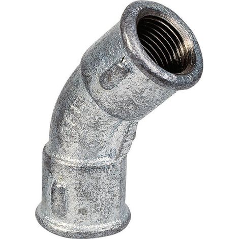 Raccord fonte galva coudé 45° à visser - F 1' - Grand rayon - N° 41