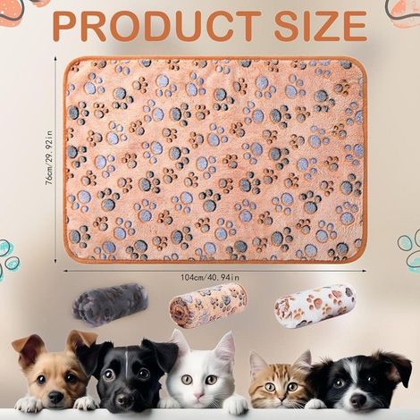 Couvertures pour chiens de taille moyenne à grande, lavables, lot de 3, 104 x 79 cm (41 x 31 pouces), douces et moelleuses, pour (1/4)