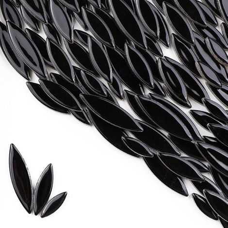 500 g de carreaux mosaïques en céramique en forme de feuille, tailles mélangées, décoration DIY pour salles de bains, salons, cuisines, jardins (Noir) (1/5)