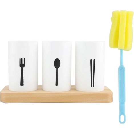 Porte-baguettes en bois de chêne, boîte de rangement pour couverts, égouttoir, range-couteaux, ustensiles de cuisine (1/5)