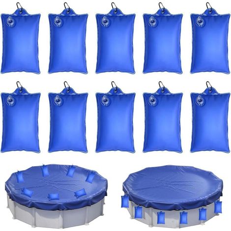Sacs à eau robustes pour couvertures de piscine, paquet de 10, adaptés aux couvertures de piscine encastrées sacs à eau de ballast pour couvertures de piscine accessoires pour bâches de piscine. (1/5)