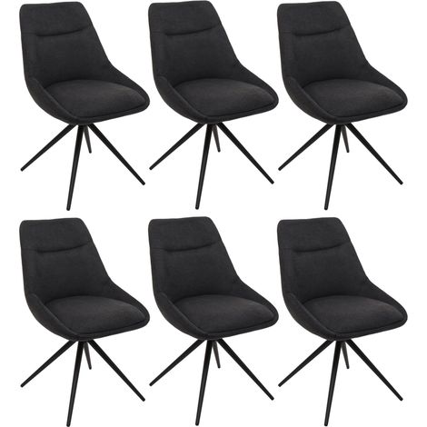 [NON UTILIZZATO] Set 6 sedie sala da pranzo HHG-066, cucina poltrona, girevole auto-posizione metallo stoffa/tessuto, antracite