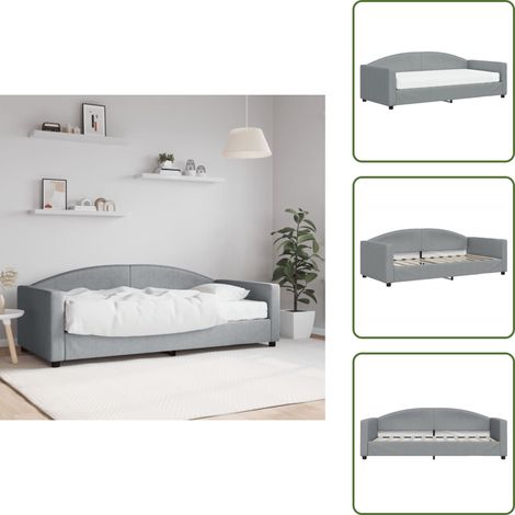 vidaXL Lit de jour avec matelas gris clair 90x190 cm tissu (1/5)