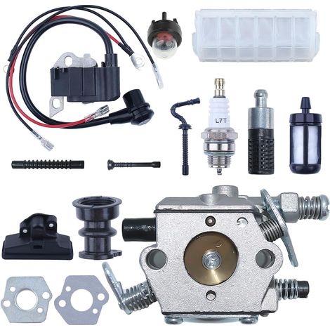 Carburatore LinDuxe MS250 per motosega Stihl 021 023 025 MS210 MS230 con filtro dell'aria 1123 160 1650 Kit di messa a punto della linea del carburante della bobina di accensione Sostituisci per Walbr (1/4)