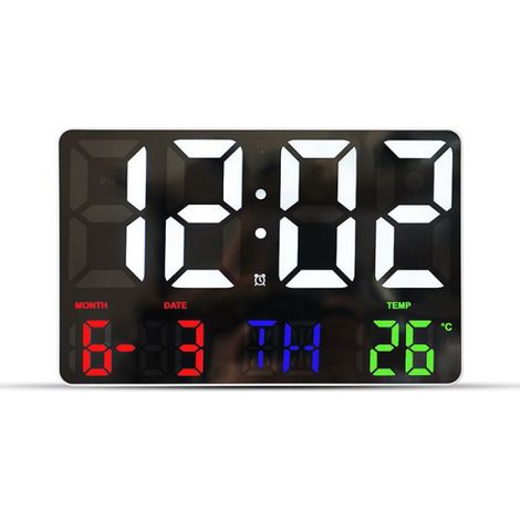 Lanterne coquille blanche Horloge Numérique Murale Grande avec,Horloge Digitale Led à Luminosité Réglable