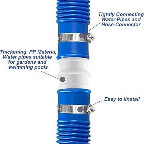 Raccord 38 mm pour tuyau d’aspiration – Adaptateur pour nettoyeur – 20 raccords + 40 colliers métalliques