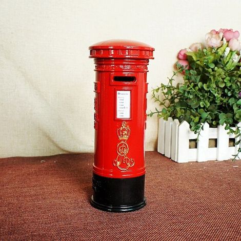 Tirelire Red Mail Post de Londres Souvenirs : Rétro britannique en métal monnaie pièce de rechange changement London Street Bank Souvenir modèle boîte pot