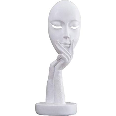 Statues de visage de femme moderne et simple, sculpture de femme penseuse, figurine en résine sculptée pour la décoration de la maison, du bureau ou de la chambre (noir) (1/5)
