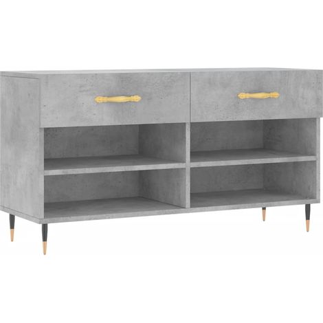 Banc à chaussures bottes commode étagère meuble entrée rangement 102 x 35 x 55 cm bois d'ingénierie gris