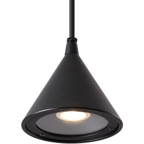 Suspension Luminaire GU10 IP44 Étanche Lustre Plafonnier LED 5W Blanc chaud Lampe Suspendue Extérieure pour Salon Chambre Cuisine Restaurant Bar Couloir, Aluminium, Noir-Muntra (1/5)