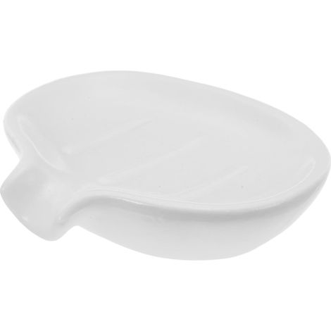 Rectangular White Ceramic Soap Dish with Automatic Drainage, Smooth Surface and Stable Base for Bathroom or Kitchen Sink (1/5)