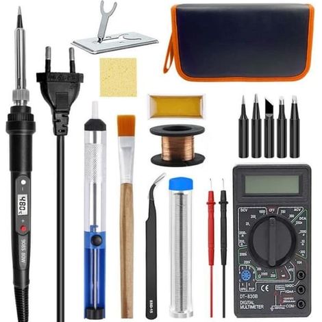 SABIR-Fer à souder électrique - PRUMYA - Kit 80 W - Écran LCD - Température réglable de 180 °C à 520 °C - 17 pièces (1/4)