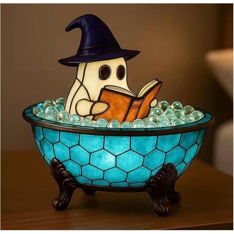 Veilleuse d'Halloween en résine, lampe LED décorative détaillée pour la maison (1/5)