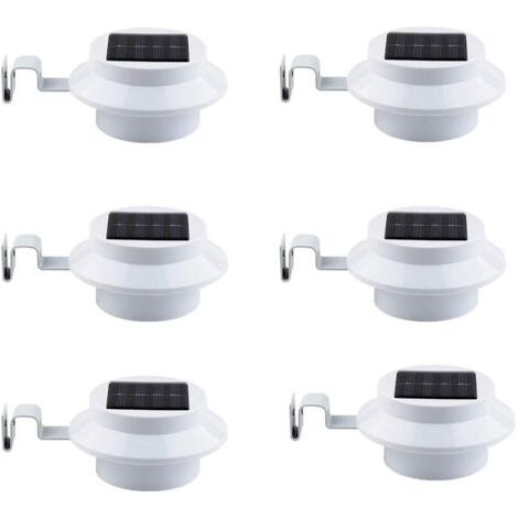 6Pcs Extérieure Solaire Gouttière Lumières Smart LED Night Light pour Yard Allée Pelouse Pathway (Blanc) (1/4)