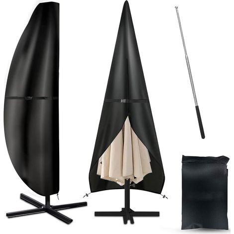 Funda protectora para sombrilla fabricada en tejido Oxford 420D, impermeable, resistente al viento y a los rayos UV, para sombrillas de jardín voladizas de 2,7 a 3,5 m. (1/5)