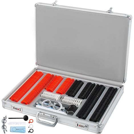 266 pièces Kit de lentilles d'essai en plastique lentille en plastique optique équipement d'optométrie accessoires de Protection des yeux en aluminium avec mallette de rangement (1/5)