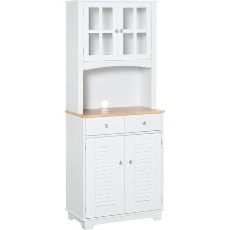 Mobile da Cucina Credenza con Ante e Cassetti 68x39,5x170 cm in Legno Bianca (1/5)