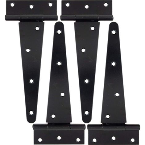 Lot de 4 Charnières en T robustes 7,6 cm (3 pouces) noires pour granges, clôtures, portails, armoires - Fixation plane, roulements silencieux, antirouille (1/4)
