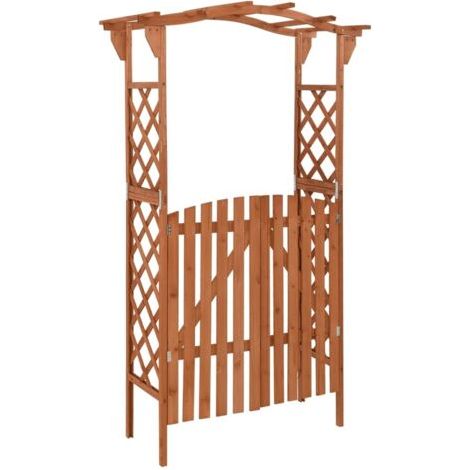 Pair - Pergola avec portail 116x40x204 Bois de sapin massif (1/5)