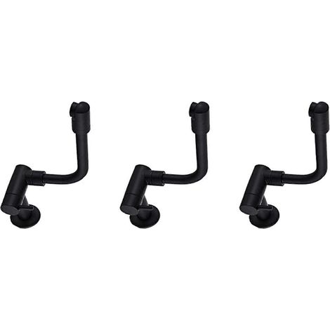 3x 360 Grad drehbare schwarze Wandarmatur für Kaltwasser, massives Messing, Waschbeckenarmatur, Mopp- und Poolwasserhähne (1/5)