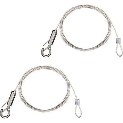 2pcs Fil Suspension Cadre en Acier Inoxydable Câble Acier Galvanisé avec Tendeur et Crochet Fil Suspendu pour Cadre Photo/Lumière/Cimaise/Miroir/Rideaux-1.5mm x 2m Chargé Max de 30KG