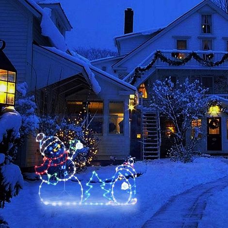 Décorations de Noël animées, guirlande lumineuse, effet neige, cadre décoratif, panneau, décoration intérieure et extérieure pour les fêtes (1/5)