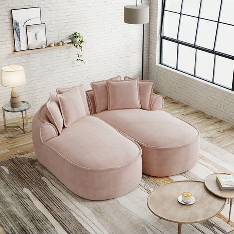 FloraGrace canapé modulable en chenille rose, 2 modules indépendants, assise profonde 122 cm, style épuré, salon (1/5)
