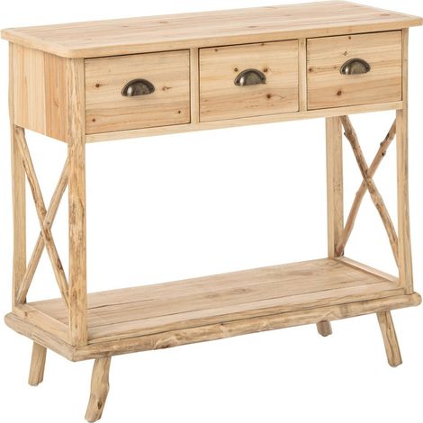 Console en Bois 3 Tiroirs "Chamonix" 92cm Naturel (1/5)