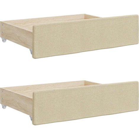 Cajones de cama 2 uds madera de ingeniería y tela color crema vidaXL