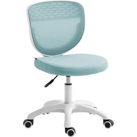 HOMCOM Armless Office Chair with Mesh Back, Light Blue (1/5)