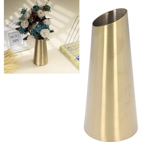 Vase Decorative V304 - Vase Design Minimaliste en Acier 304 Inoxydable Doré Forme Conique pour Bureau Maison (1/5)