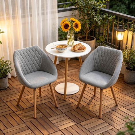 Set di 2 poltroncine da pranzo 60/56/79 cm grigie con gambe in legno (1/5)