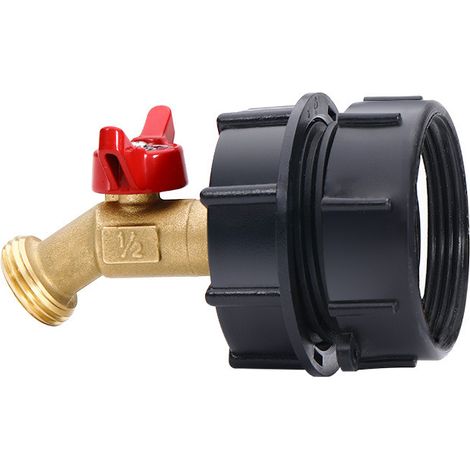 Accessoires pour raccord de réservoir d'eau IBC de 1000 L : robinet en laiton, capuchon central de robinet papillon (finition lisse) + robinet à poignée papillon 1/4 de tour (1/4)