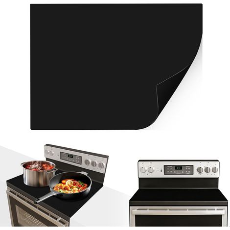 78 x 52 cm Grande Tapis Protection Plaque Induction, Tapis Plaque Induction, Protection en Silicone, Antidérapant, pour Cuisinière, Noir (1/5)