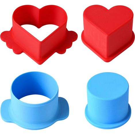 Cortadores de pasteles con forma de círculo y corazón, empujadores y moldes.