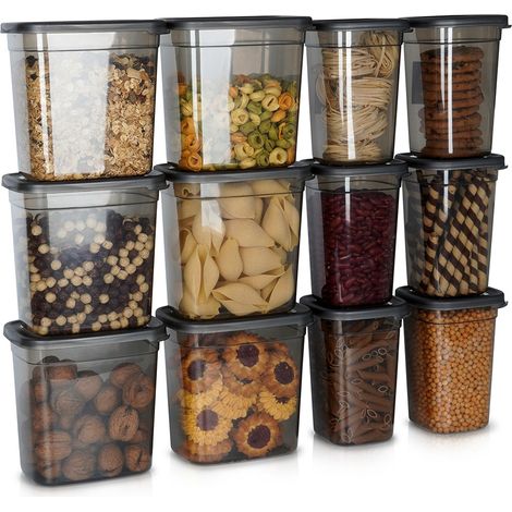Recipientes para productos a granel con tapa, 1 l / 1,85 l, 12 unidades. (1/5)