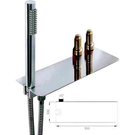 Ensemble de douche avec étagère et évacuation d'eau intégrée