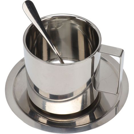 Ensemble de tasses à café à double paroi en acier inoxydable de 260 ml (1/5)