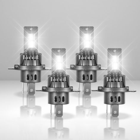 TolleTour 4er-Set H4 LED Scheinwerfer Autolampen 30W 12V 2500LM 6500K Kaltweiß PKW Abblendlicht Fernlicht Ersatz