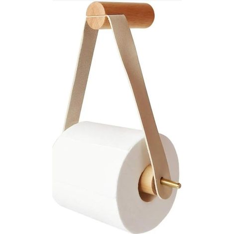 Porte-papier toilette en deux parties, porte-papier toilette en bois, porte-papier toilette mural original (1/4)