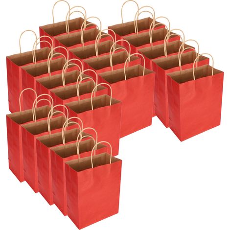 Sachet cadeau en papier kraft écologique, portable pour vêtements et emballage, format M (21 x 11 x 27,5 cm), couleur rouge foncé, lot de 1. (1/5)