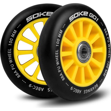Gelbe Räder für Roller 100 mm (2er-Pack)