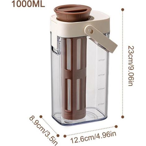 Fait-maison Cold Brew 1 Litre, Pot à Café Froid avec Couvercle et Poignée pour Thé Glacé, Infusions et Boissons Rafraîchissantes (1/4)