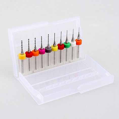 10-teiliges Set Mikro-Mini-Spiralbohrer für Leiterplatten (PCB) aus Wolframkarbid