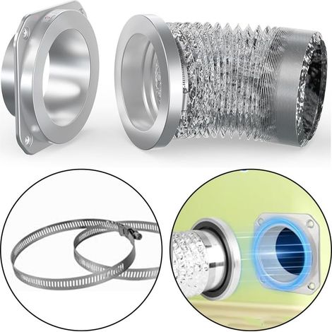 Kit de Ventilation de Sèche-linge, Tuyau d'évacuation en Feuille d'aluminium pour Sèche-linge , Raccord D'évent de Sèche-linge Magnétique avec Tuyau de Transition pré-connecté de 14 Pouces