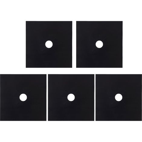 CCYKXATapis de Protection Réutilisables pour Cuisinière à Gaz Lot de 5 en Tissu Enduit Noir Non Adhérent Trou Central Prédécoupé Cuisine Propre et Pratique (1/5)