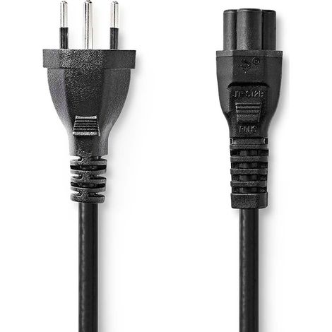 Cable dalimentation ch type 12 iec 320 c5 droit droit plaque nickel 200 m rond pvc noir label (1/2)