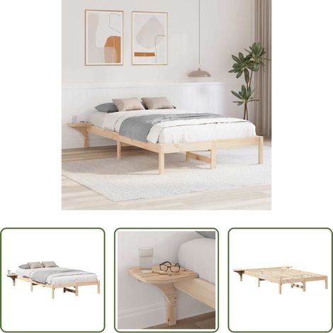 vidaXL Lit naturel - Cadre de lit Naturel 140 x 190 cm Pin massif (1/5)